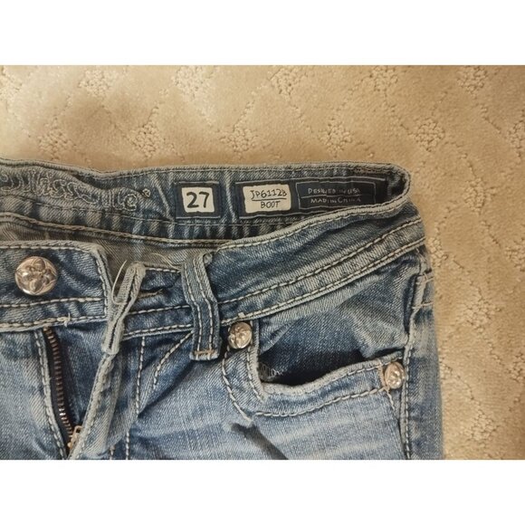 Miss Me Jeans Women's 27x32 Boot Cut JP6112B Fleur-de-Lis Pocket - Picture 4 of 4